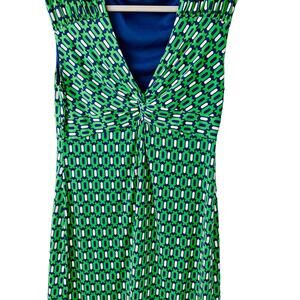 Green Geometric‎ Print Sleeveless Dress Mod Style